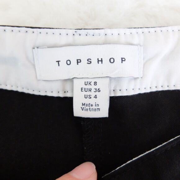Topshop Black Straight Leg Trouser Dress Pants Size 4 - Picture 7 of 10